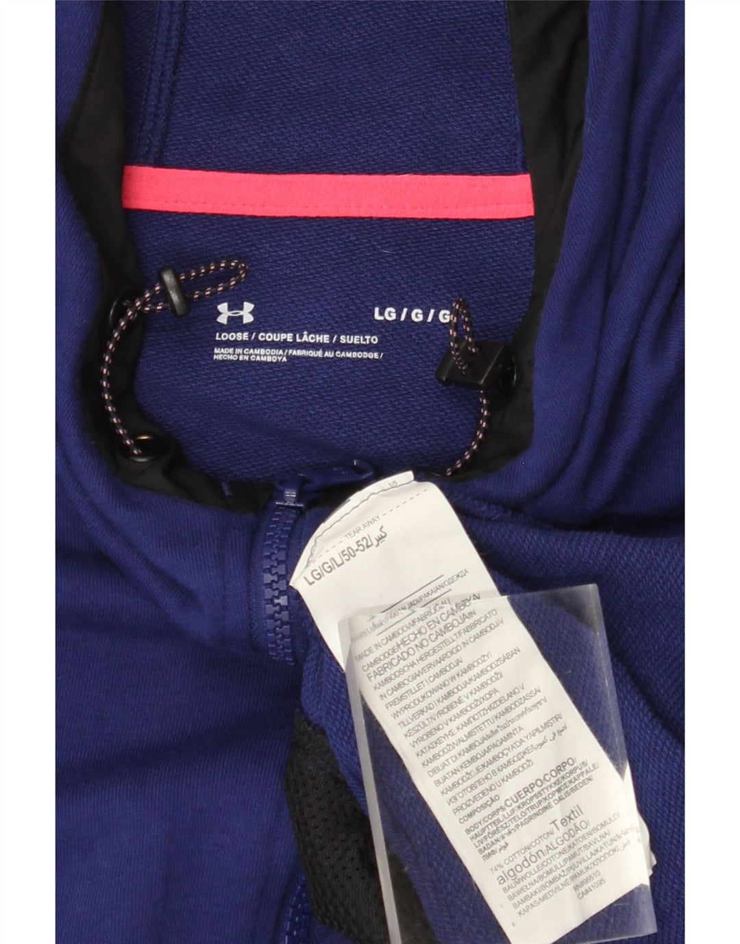 UNDER ARMOUR Herren-Kapuzenpullover mit Reißverschluss, groß, lila, Colourblock-Baumwolle