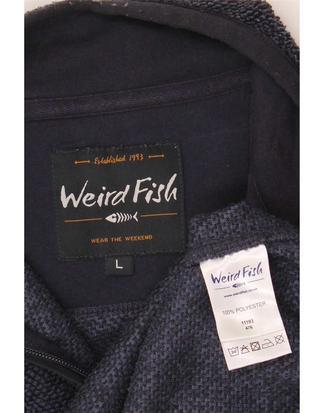 Weird Fish Herren-Sweatshirt mit Reißverschluss am Hals, groß, marineblau, Polyester