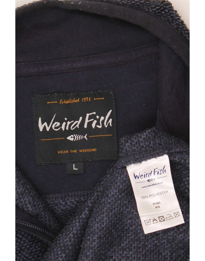 Weird Fish Herren-Sweatshirt mit Reißverschluss am Hals, groß, marineblau, Polyester