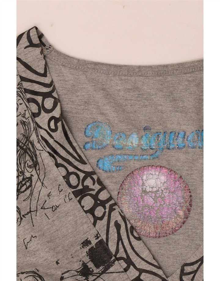 Desigual Damen Grafik-A-Linien-Kleid UK 12 Mittelgrau