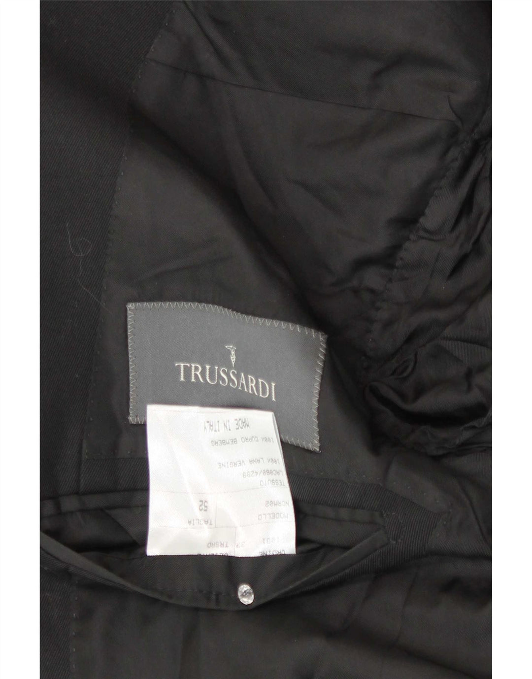 Trussardi Herren-Blazer mit 2 Knöpfen, IT 52 XL, schwarze Wolle
