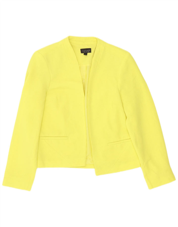 Topshop Womens Open Blazer Jacke UK 10 Small Gelb Polyester