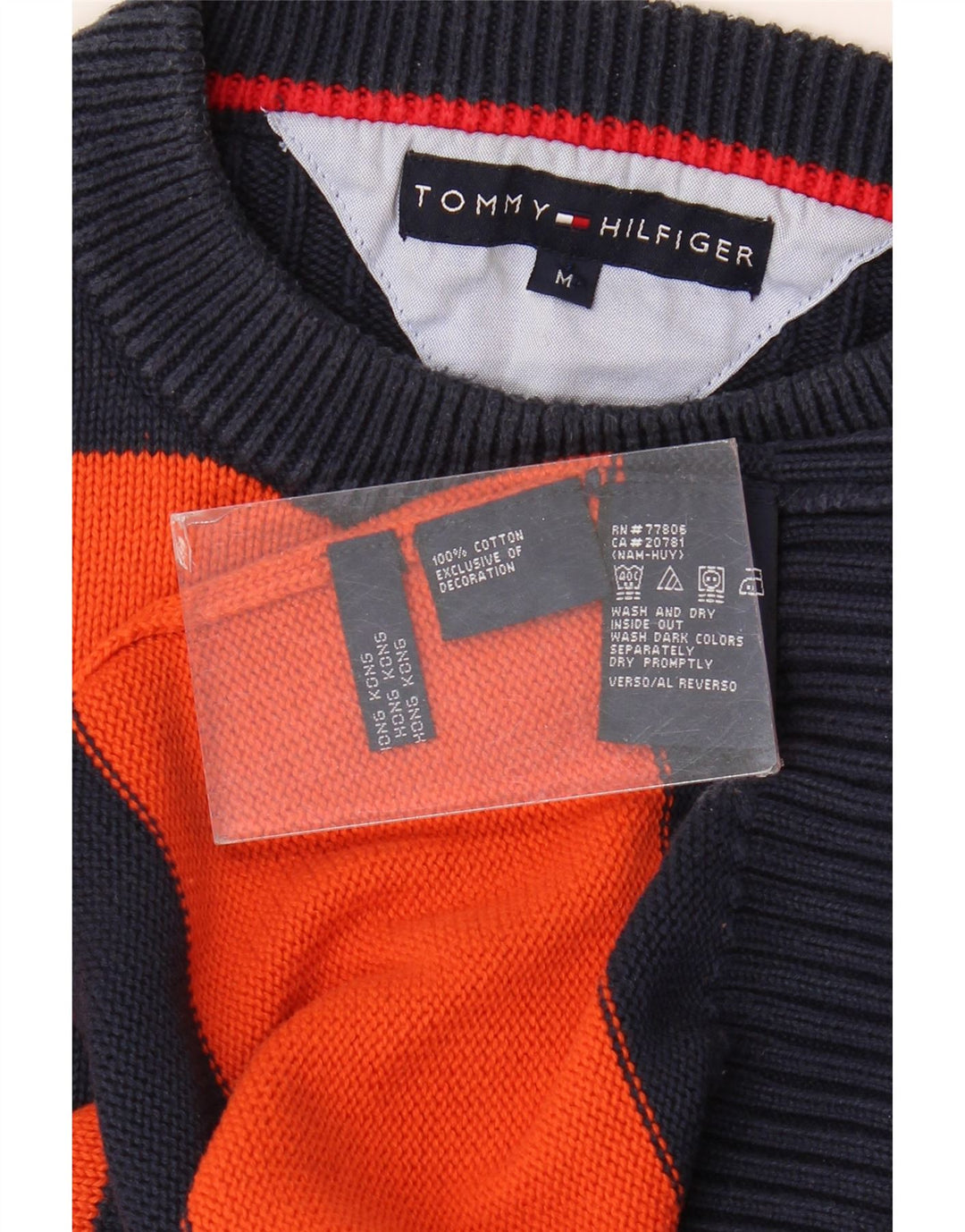 Tommy Hilfiger Herren-Pullover mit Rundhalsausschnitt, mittlerer Marineblau-Farbblock