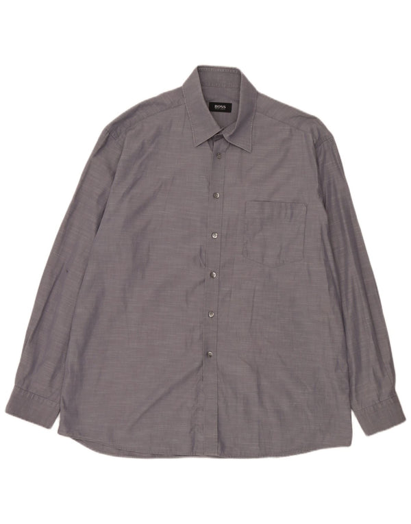 Hugo Boss Herrenhemd Größe 43 17 XL Graue Nadelstreifen-Baumwolle