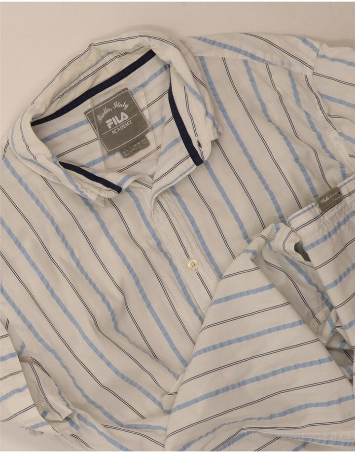 Fila Herren Kurzarmhemd, groß, weiß, Nadelstreifen