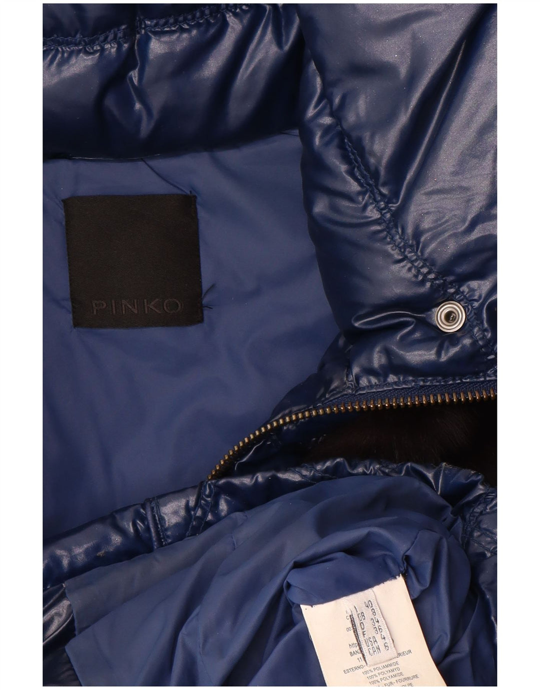 PINKO Damen Wattierte Jacke UK 8 Small Marineblau Polyamid