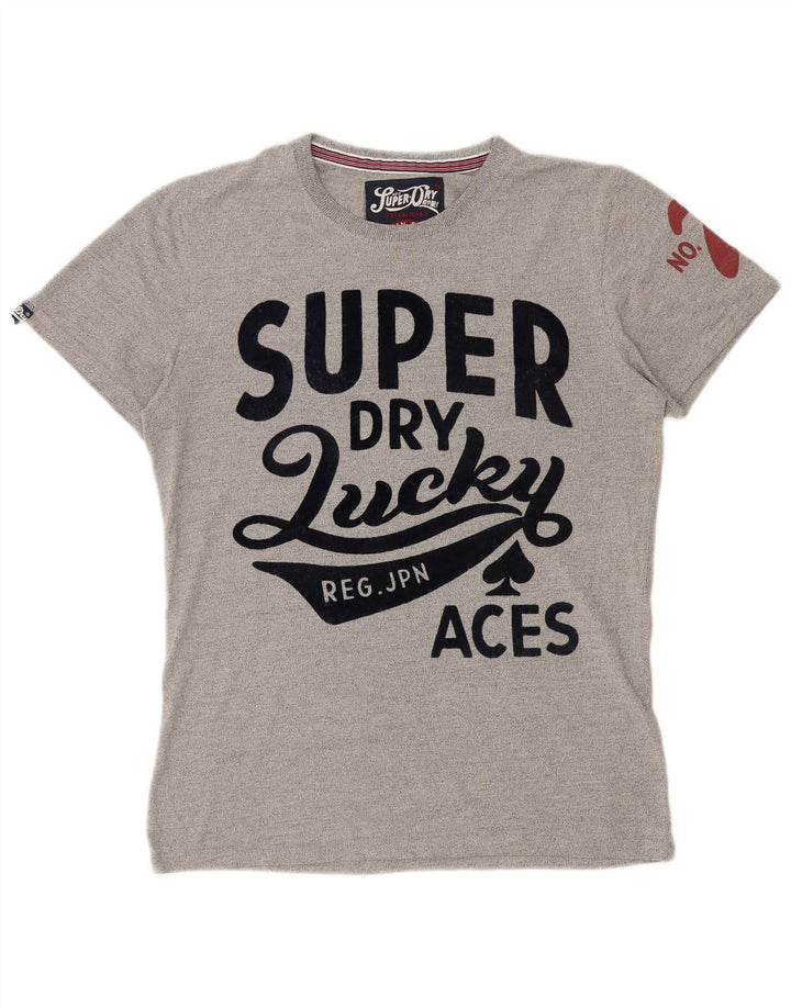 SUPERDRY Herren Grafik-T-Shirt-Oberteil aus mittelgrauer Baumwolle