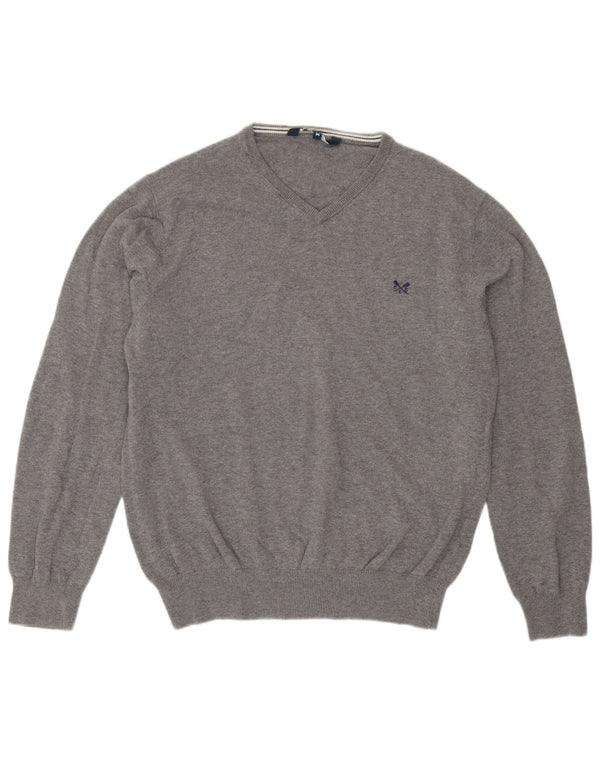 Crew Clothing Damen-Pullover mit V-Ausschnitt, UK 14, mittelgraue Baumwolle