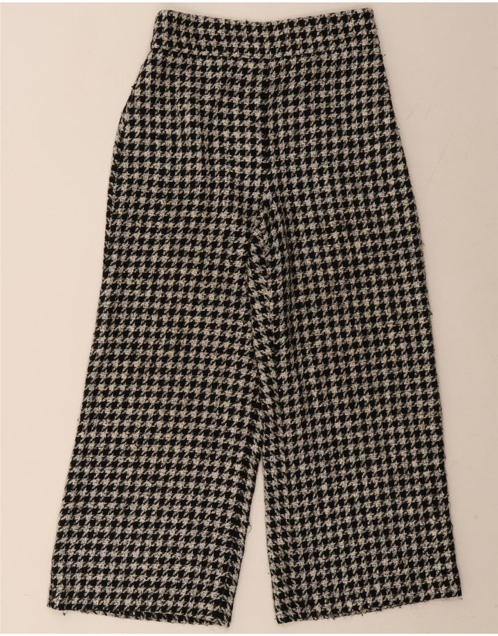 Zara Damen-Freizeithose mit weitem Bein, mittelgroß, W28, L26, grauer Hahnentrittmuster