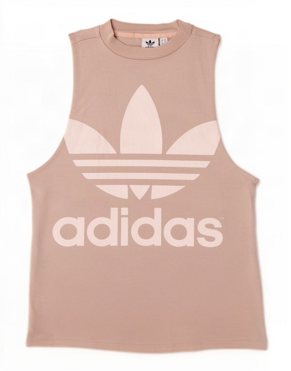 Adidas Damen Graphic Vest Top UK 6 XS Beige Baumwolle