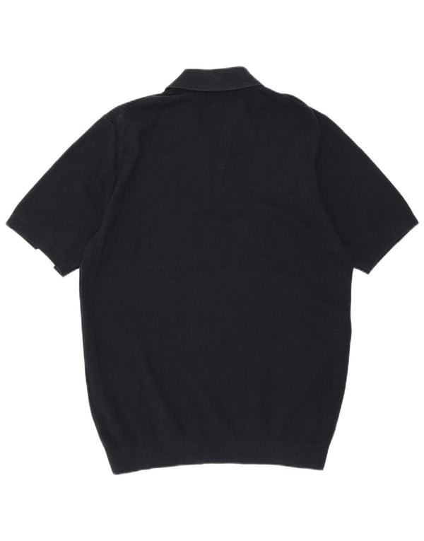 Reiss Herren-Poloshirt aus mittelblauer, marineblauer Colourblock-Baumwolle
