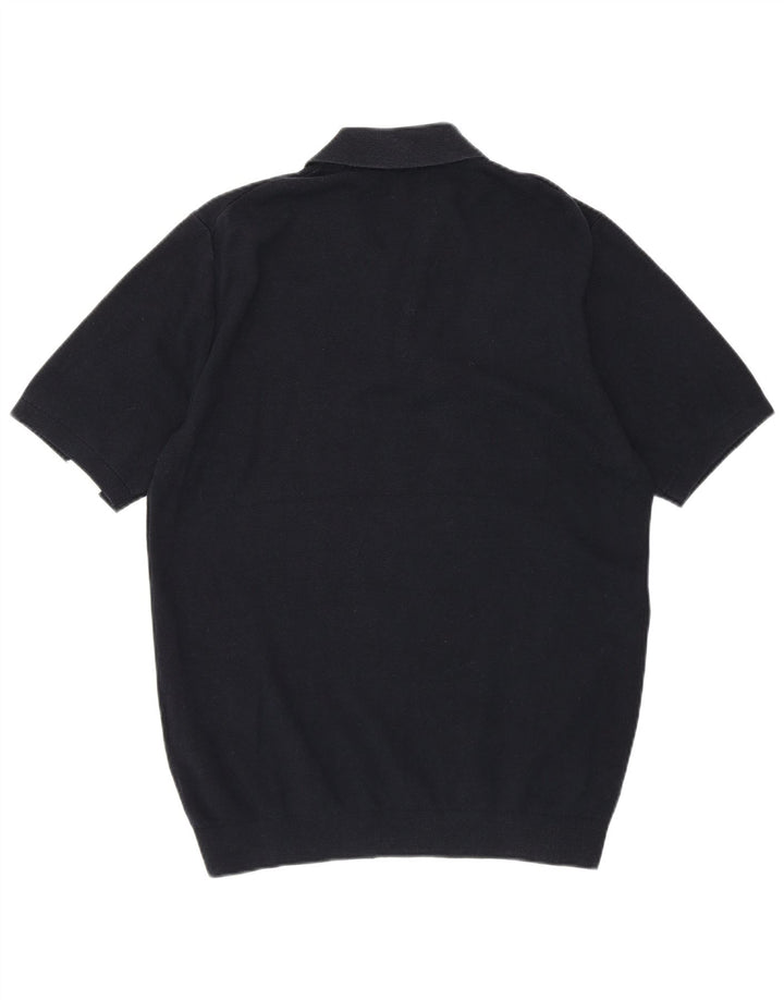 Reiss Herren-Poloshirt aus mittelblauer, marineblauer Colourblock-Baumwolle