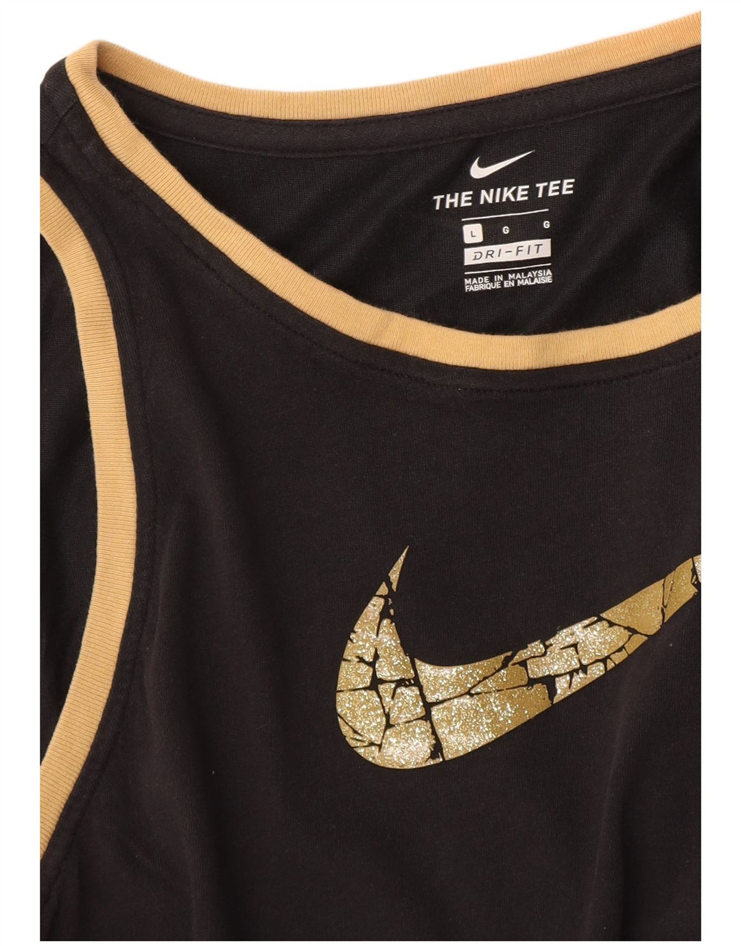 Nike Damen Dri Fit Graphic Vest Top UK 14 Large Schwarz