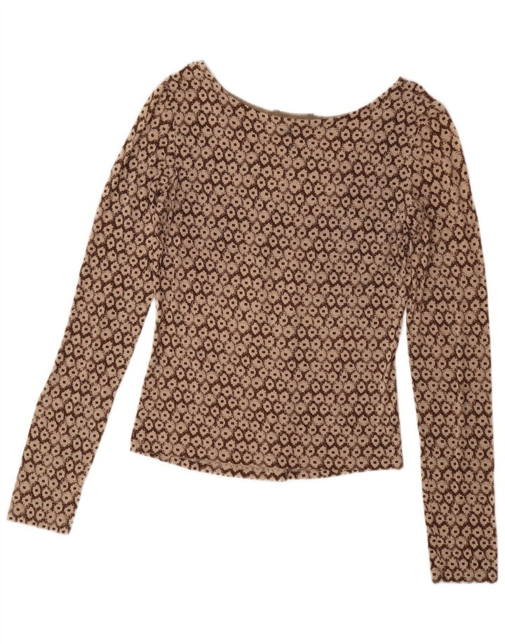 Max Mara Damen-Langarmblusen-Oberteil „Weekend“ UK 14 Large Braun Geometrisch