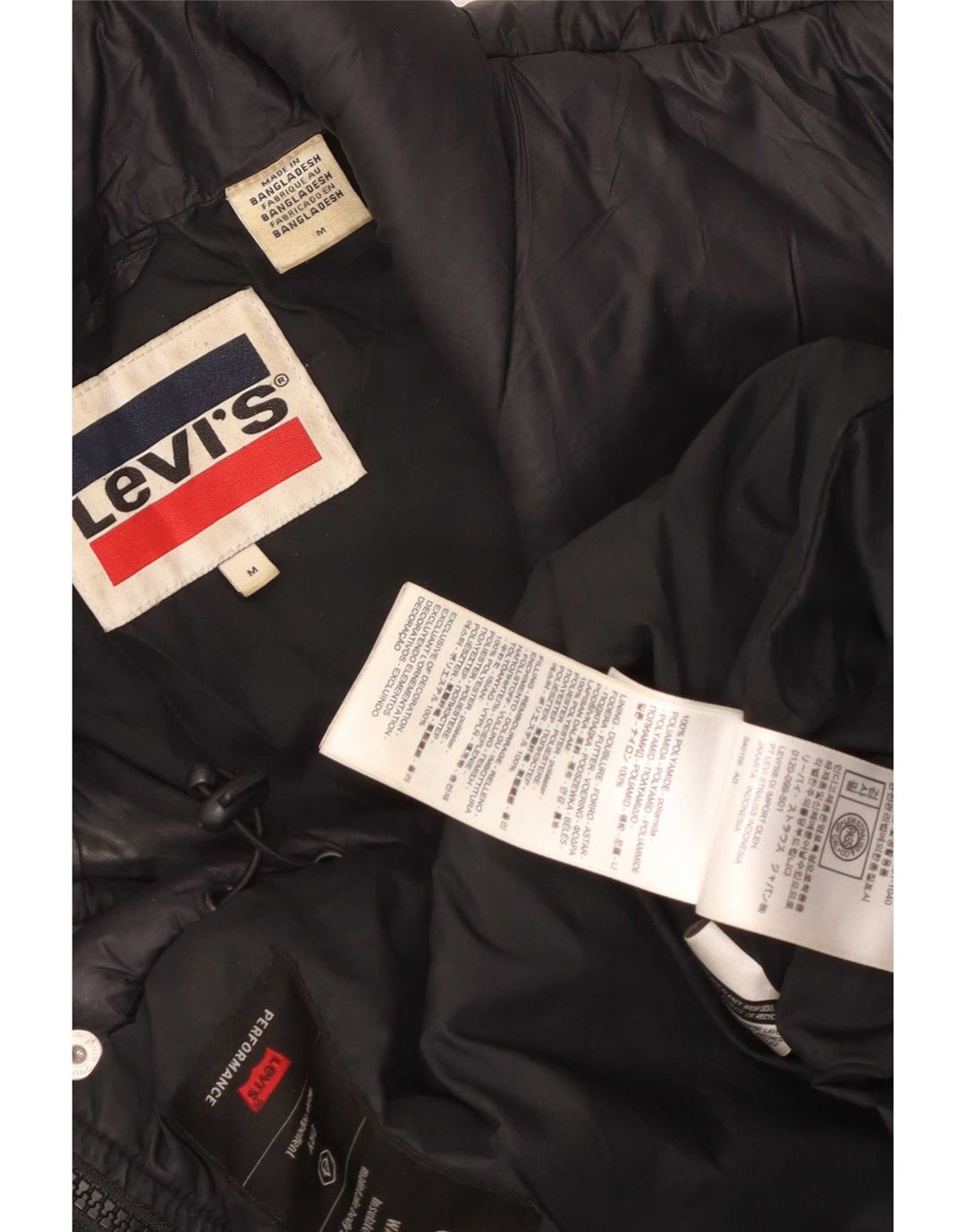 Levi's Herren Wattierte Jacke UK 38 Medium Schwarz Polyamid