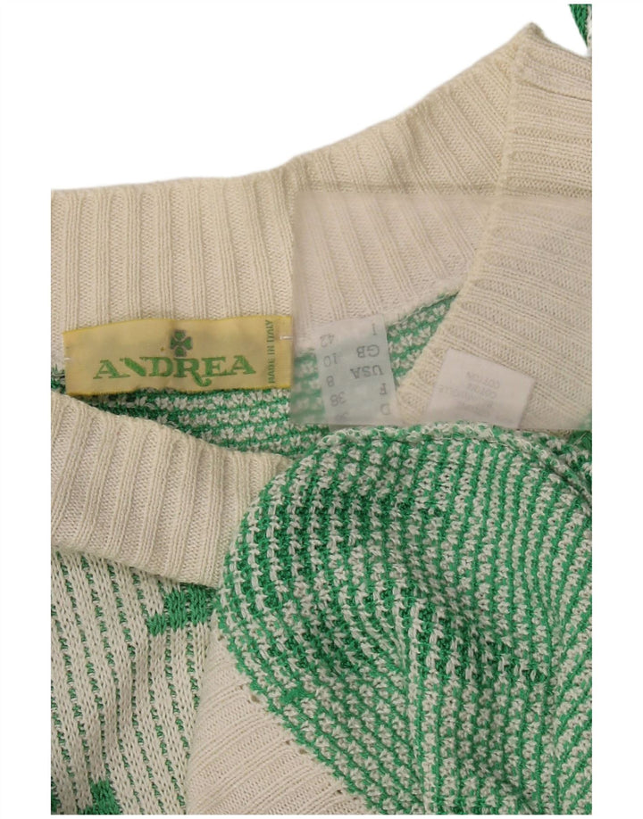 Vintage Damen Crop Boat Neck Pullover Pullover UK 10 Small Weiß Acryl