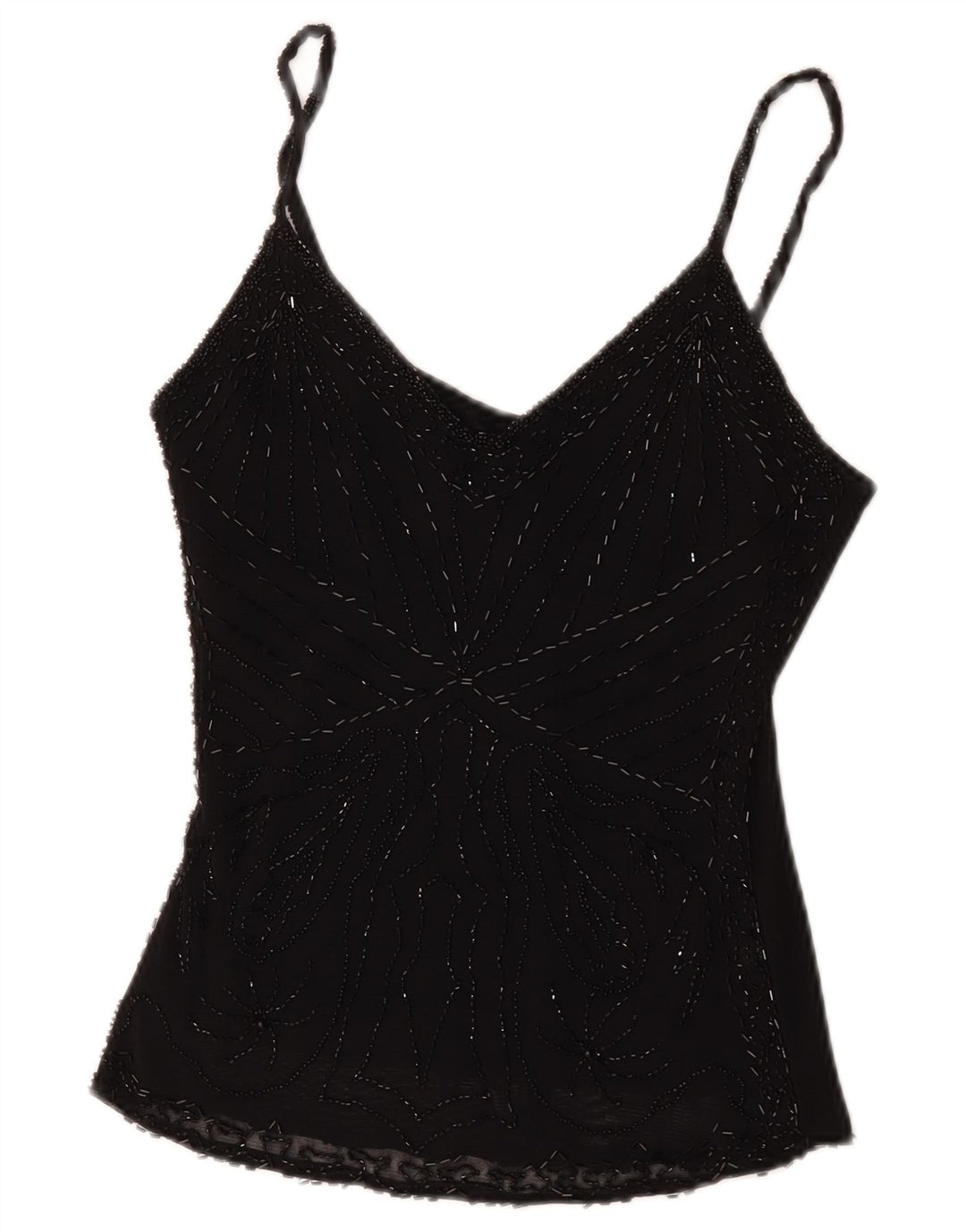 Vintage Damen Cami Top UK 8 Small Schwarz Viskose