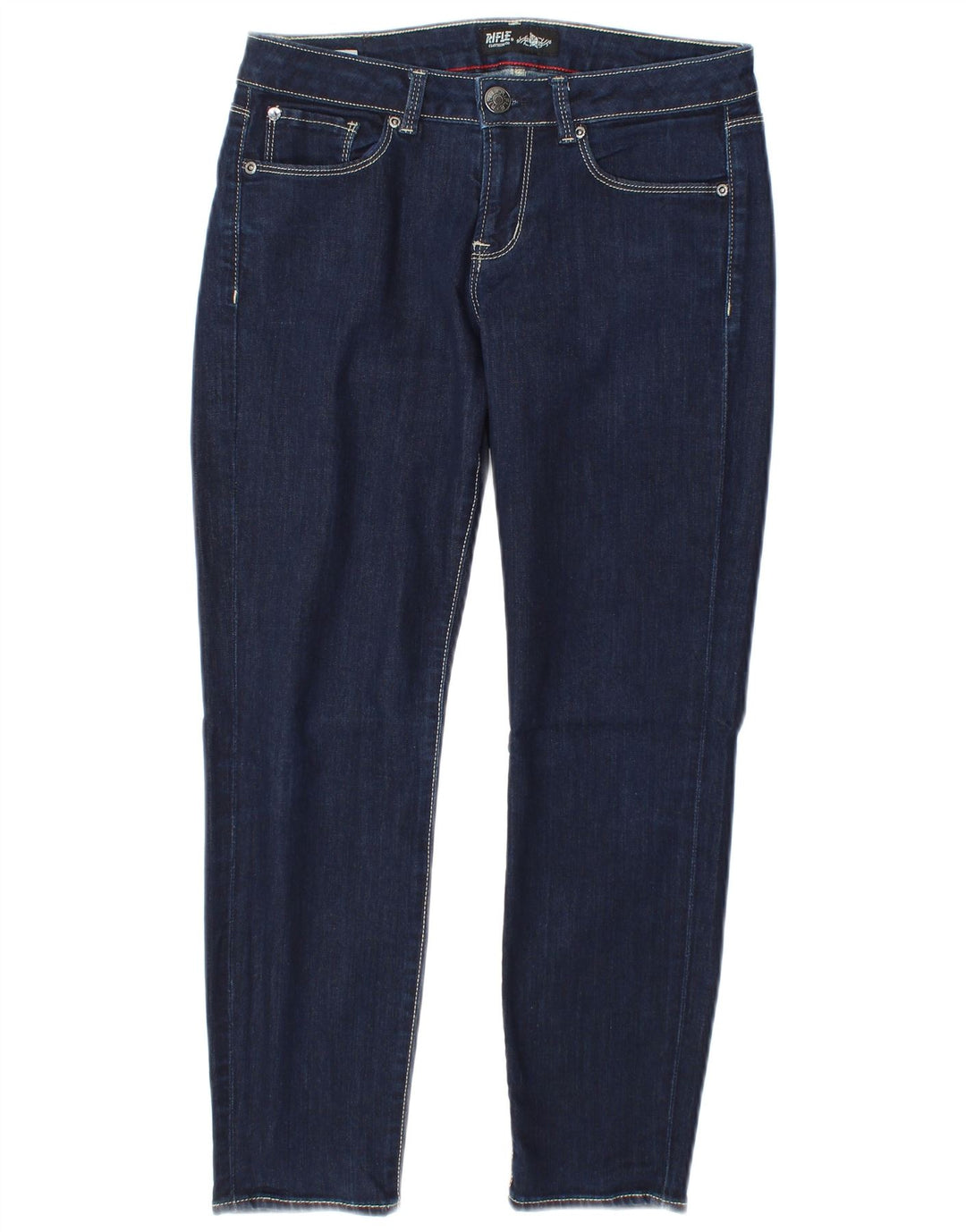 Rifle Damen Crop Slim Jeans W27 L25 Marineblaue Baumwolle