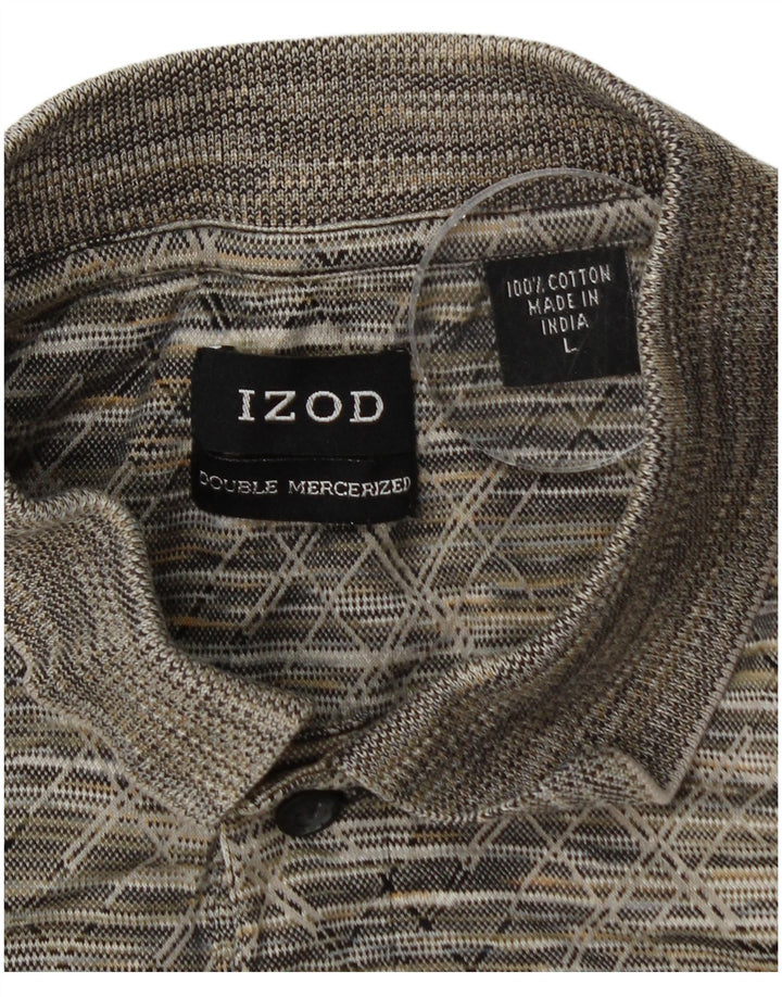 IZOD Herren-Poloshirt, groß, graue geometrische Baumwolle