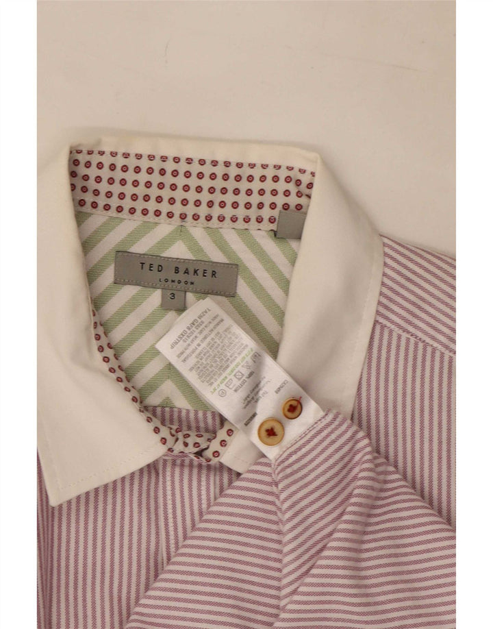 Ted Baker Herrenhemd, Größe 3, Mittelviolett, Nadelstreifen-Baumwolle