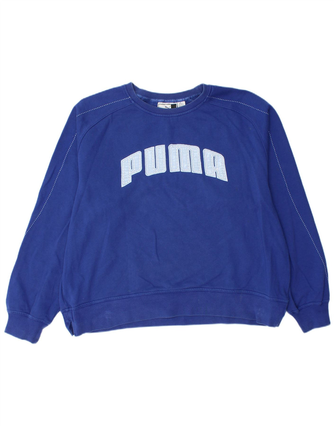 PUMA Damen Graphic Oversized Sweatshirt Pullover UK 14 Mittelblaue Baumwolle