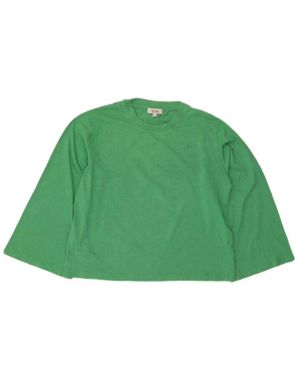 Cos Damen Top Langarm UK 14 Mittelgrüne Baumwolle