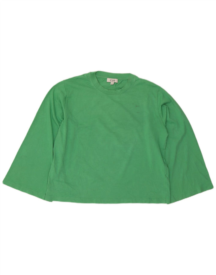 Cos Damen Top Langarm UK 14 Mittelgrüne Baumwolle