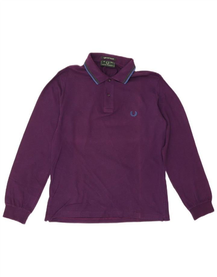 FRED PERRY Leichtes und dehnbares Herren-Poloshirt mit langen Ärmeln, Größe S, Lila