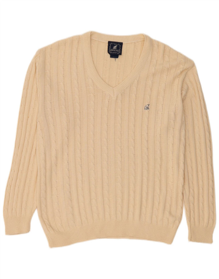 North Pole Herren-Pullover mit V-Ausschnitt, Mittelbeige