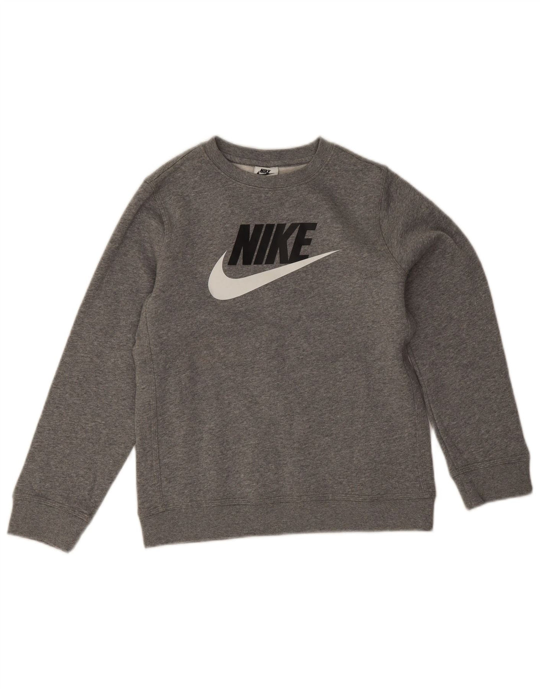 Nike Jungen-Sweatshirt mit Grafik, 10–11 Jahre, mittelgrau gefleckte Baumwolle