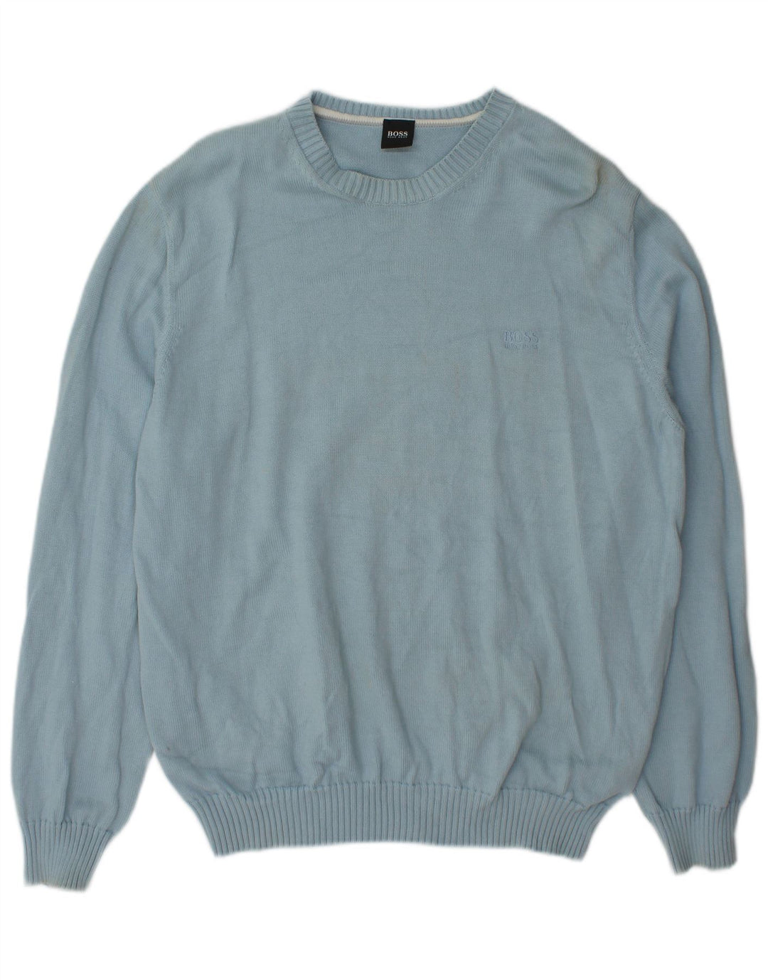 Hugo Boss Herren-Pullover mit Rundhalsausschnitt, XL, blaue Baumwolle