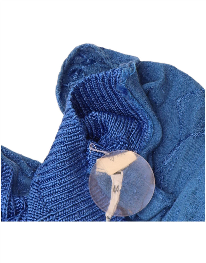 Vintage Damen Cardigan Pullover IT 44 Mittelblaue geometrische Viskose