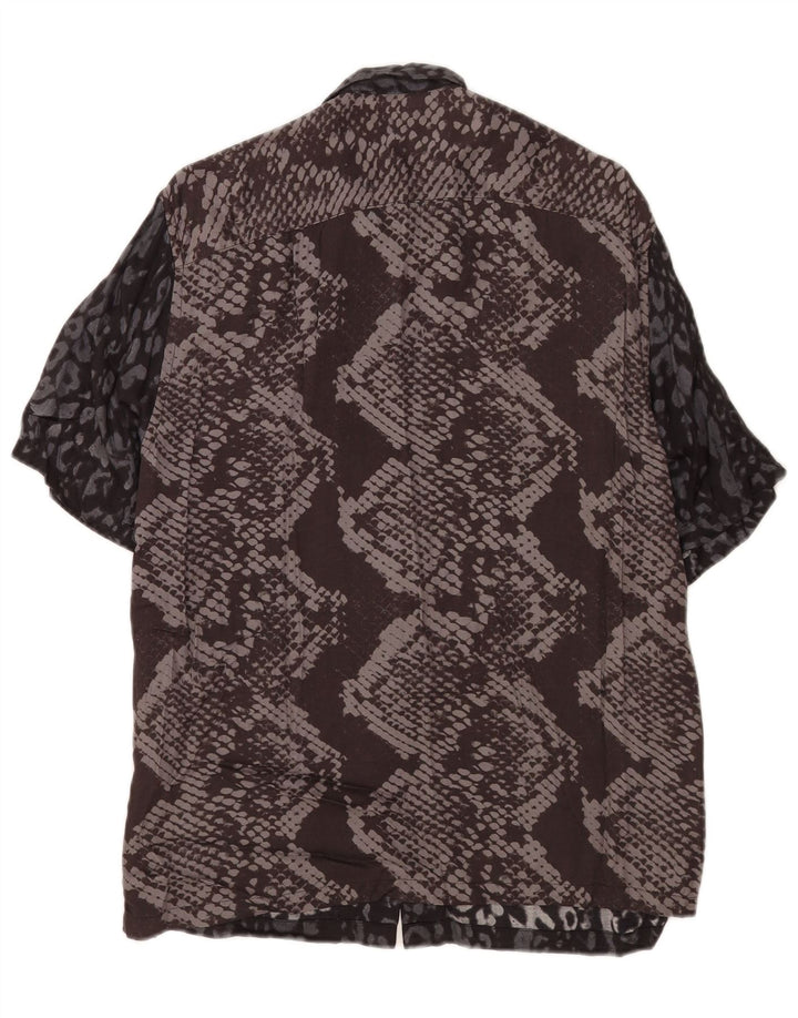 All Saints Herren-Kurzarmhemd mit Animal-Print in mittlerem Marineblau
