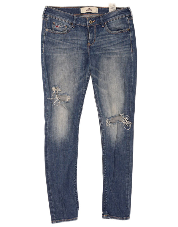 Hollister Damen Distressed Skinny Jeans US 5 Small W27 L29 Blaue Baumwolle