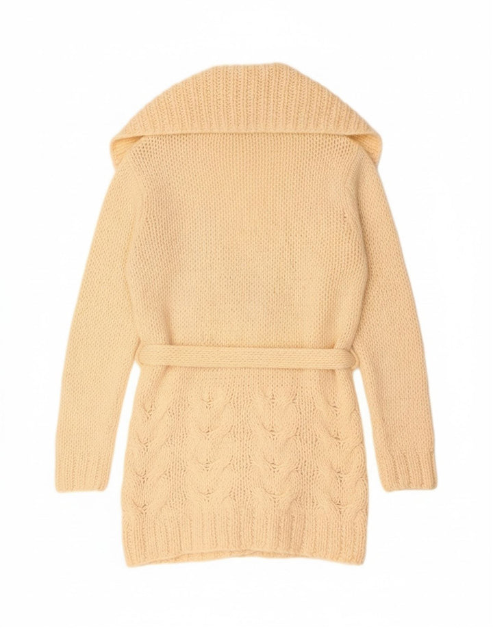 Zara Damen Longline Open Cardigan Pullover UK 14 Mittelbeige Acryl
