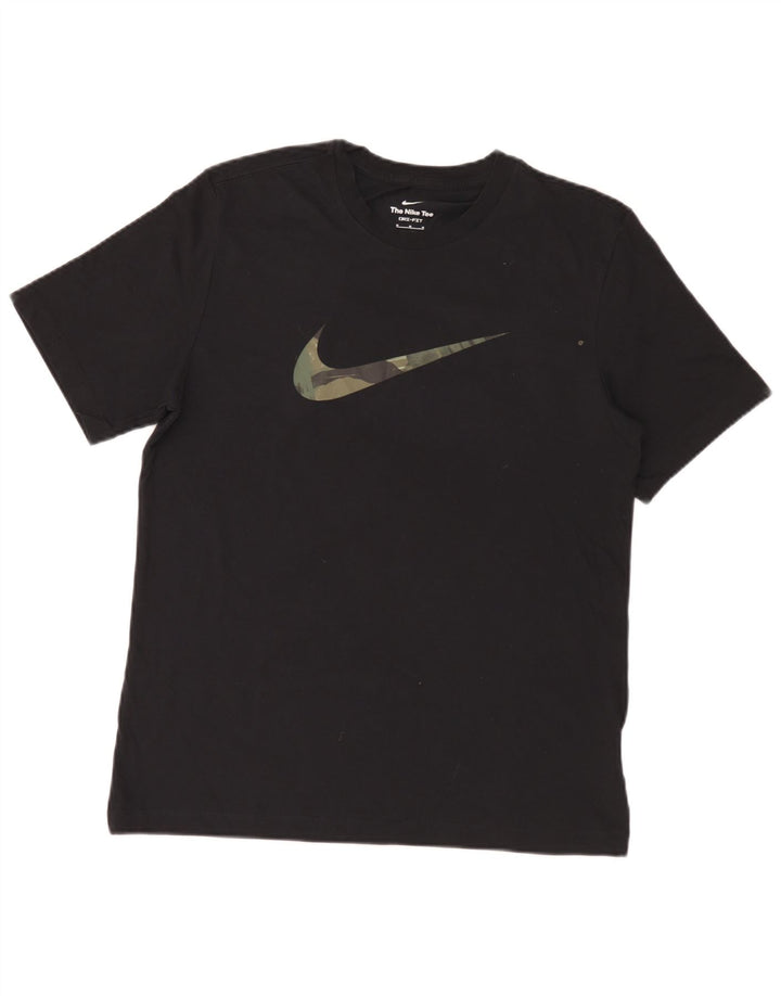 Nike Herren Dri Fit Graphic T-Shirt-Oberteil aus mittelschwarzer Baumwolle