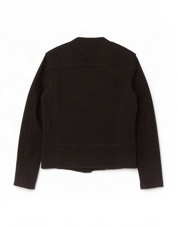 Marks & Spencer Damen Racer Jacke UK 8 Small Schwarze Baumwolle