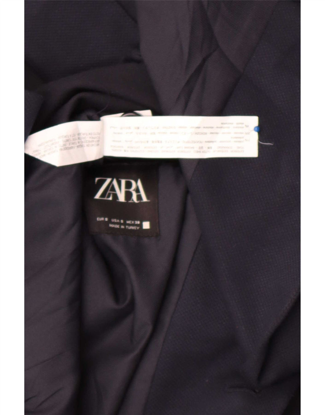 Zara Herren-Blazer mit 2 Knöpfen, Größe S, Marineblau, Polyester, UK 36