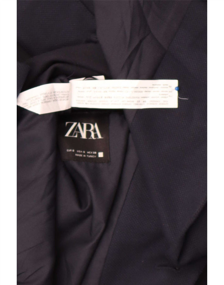 Zara Herren-Blazer mit 2 Knöpfen, Größe S, Marineblau, Polyester, UK 36