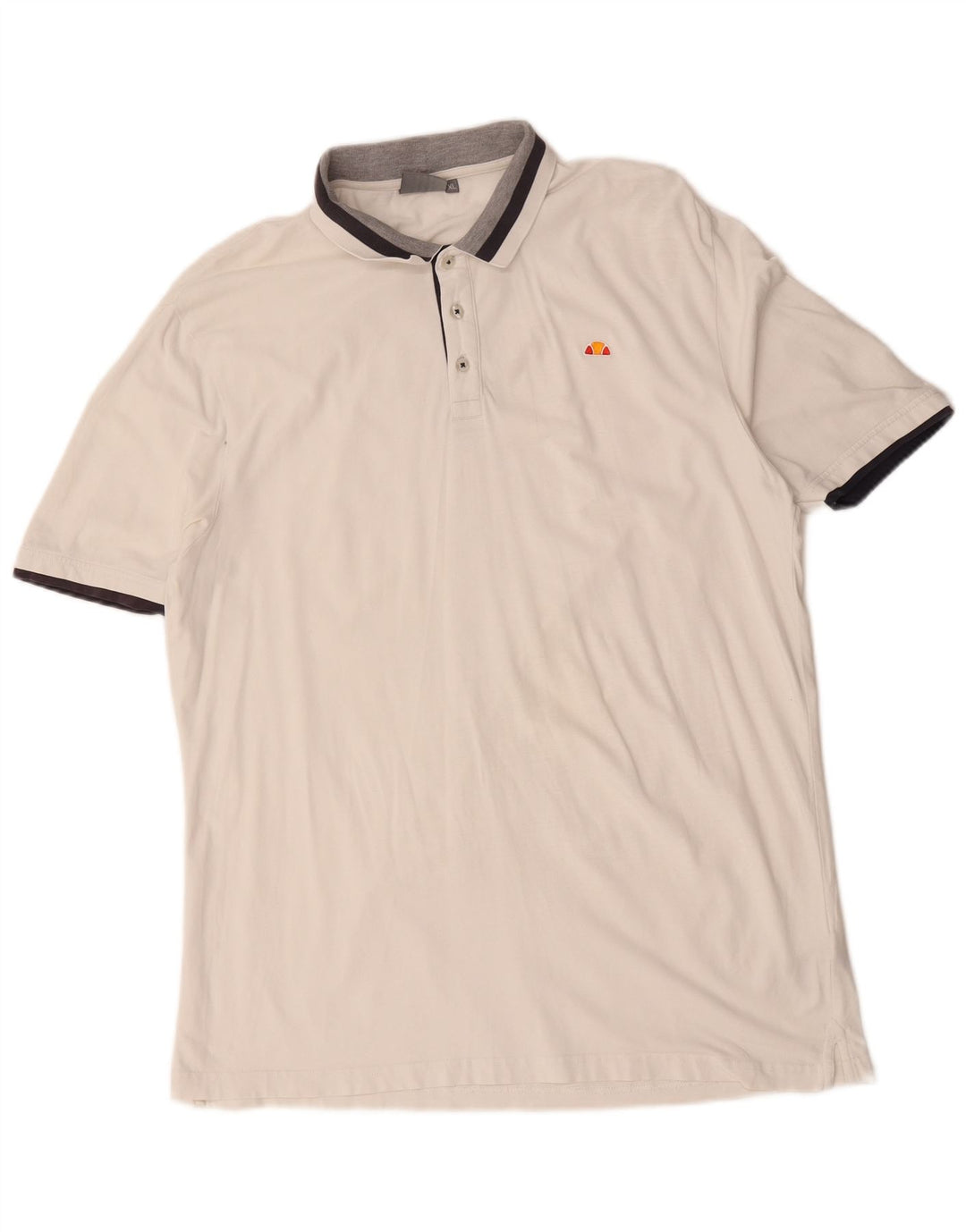 Ellesse Herren Poloshirt XL weiß gestreift aus Baumwolle