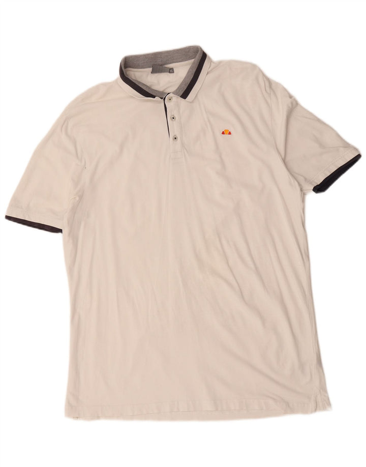 Ellesse Herren Poloshirt XL weiß gestreift aus Baumwolle