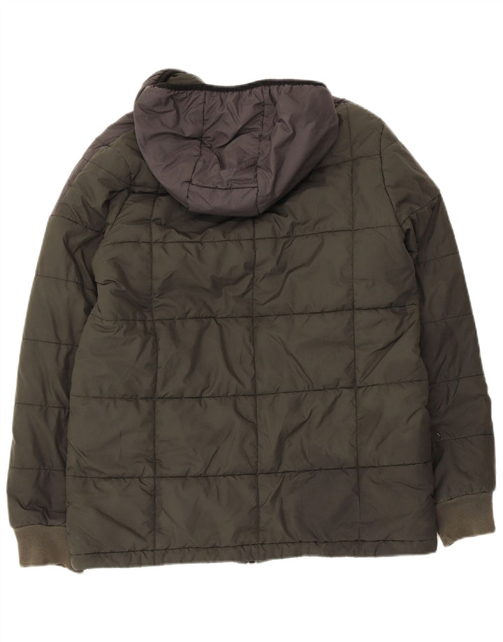 Adidas Jungen wattierte Jacke mit Kapuze, 13–14 Jahre, Khaki, Colourblock-Polyester