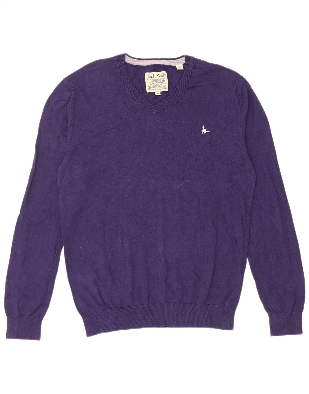 Jack Wills Herren-Pullover mit V-Ausschnitt aus mittelvioletter Baumwolle