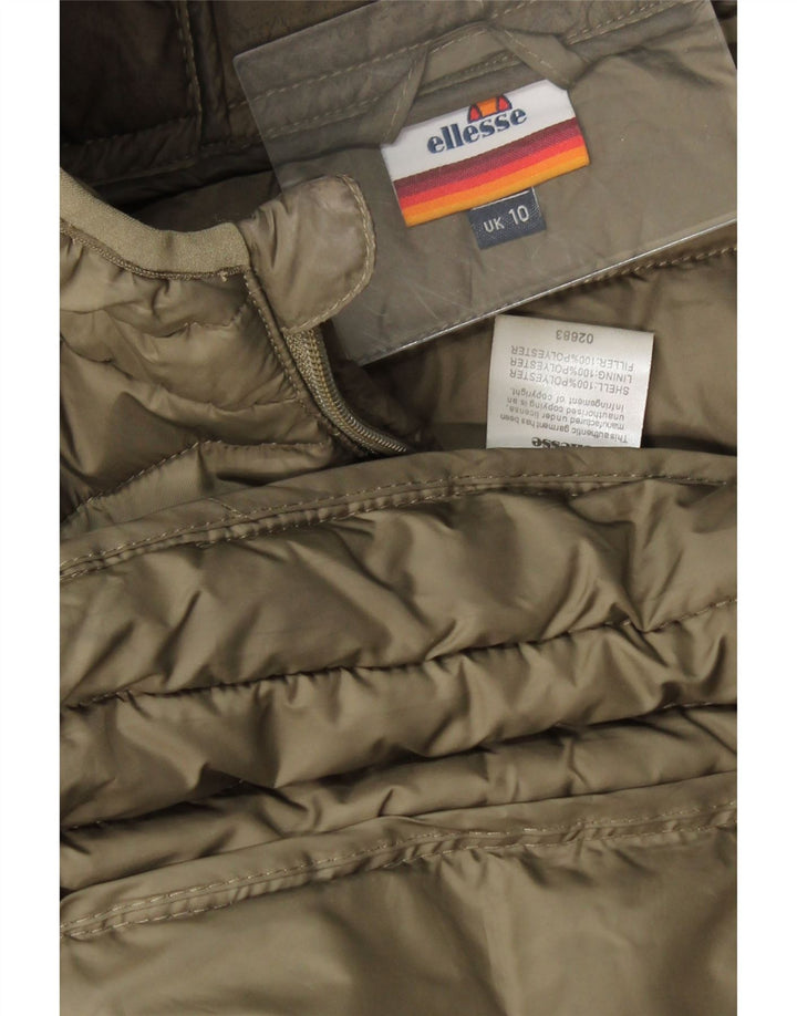 ELLESSE Womens Oversized Hooded Padded Jacket UK 10 Small Khaki Polyester Vintage Ellesse and Second-Hand Ellesse from Messina Hembry 