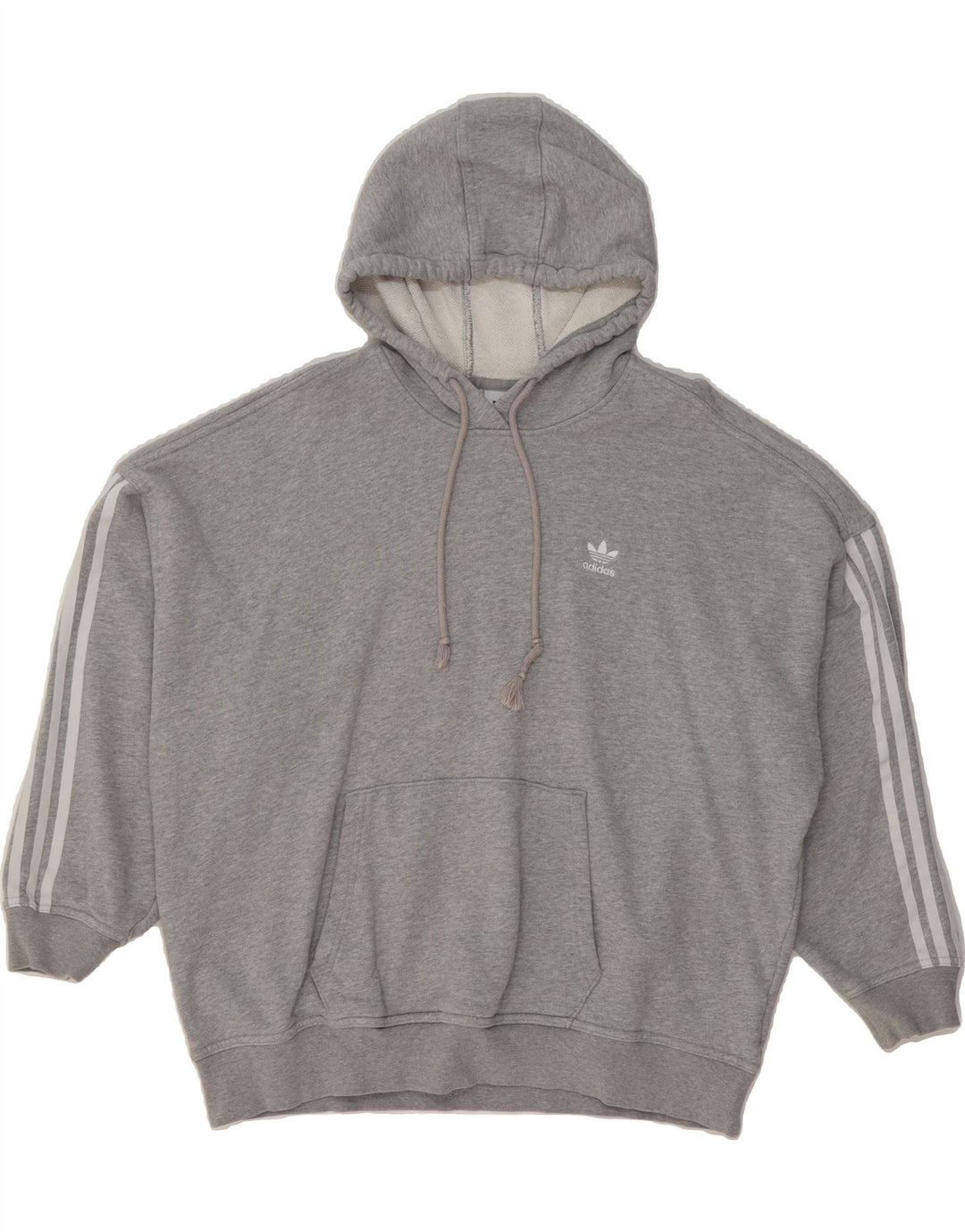 ADIDAS Womens Oversized Hoodie Jumper UK 12 Medium  Grey Cotton Vintage Adidas and Second-Hand Adidas from Messina Hembry 