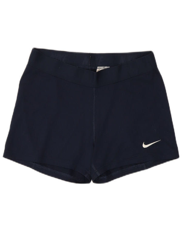 NIKE Damen Dri Fit Sport Shorts UK 14 Large Marineblau Polyester