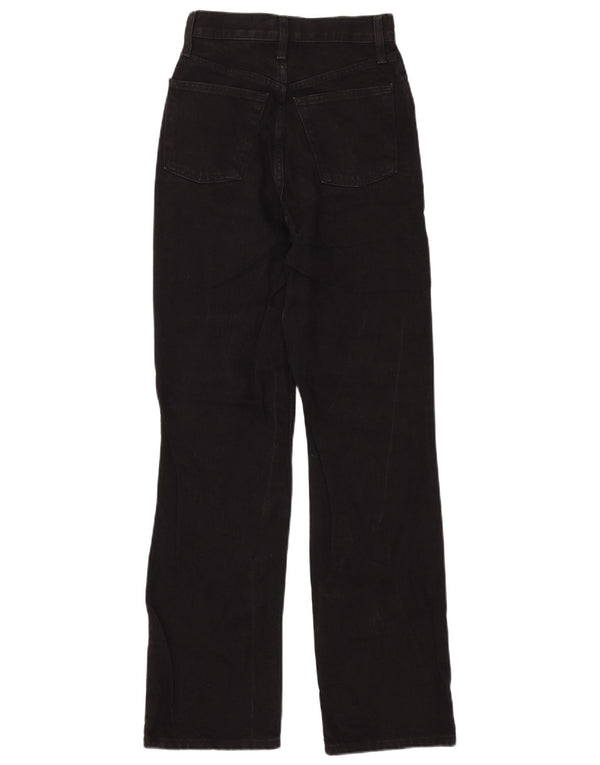 Topshop Damen Kort Straight Jeans mit hoher Taille, W24 L32, schwarze Baumwolle