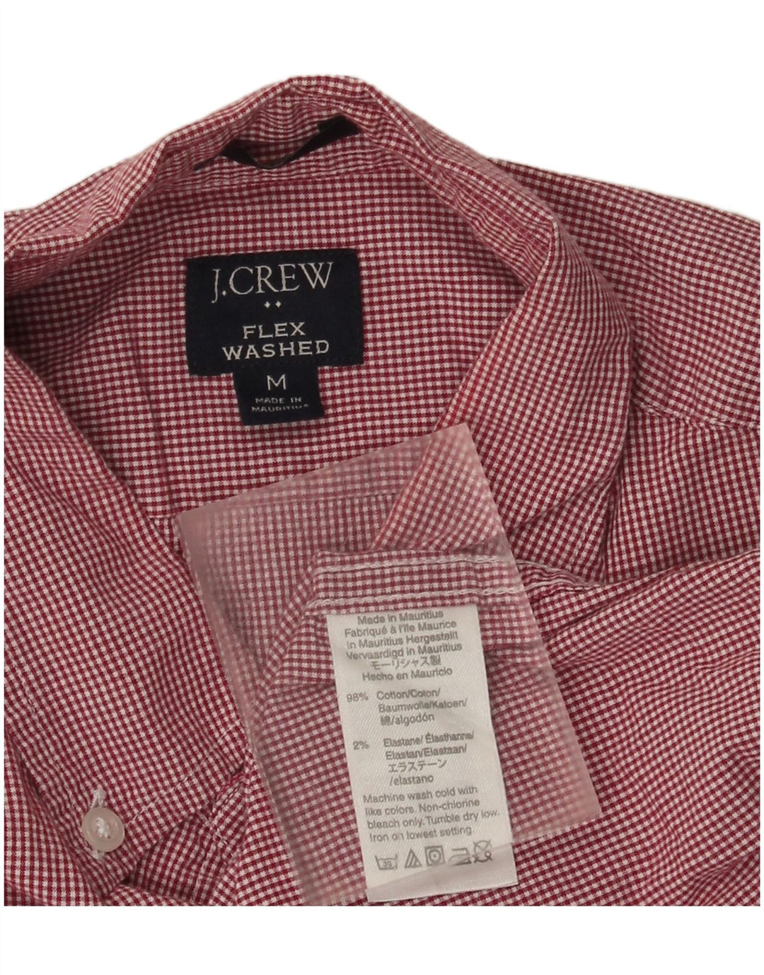 J. Crew Herren Flex Washed Slim Hemd Mittelrote Gingham-Baumwolle