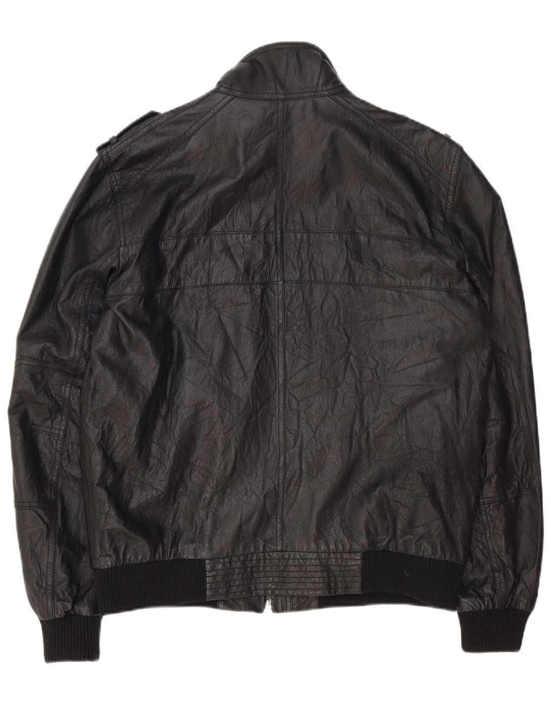Montego Herren Militärlederjacke UK 40 Großes schwarzes Leder