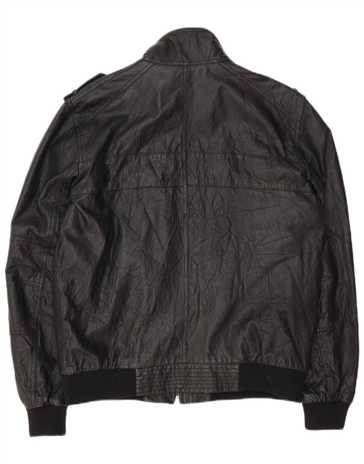 Montego Herren Militärlederjacke UK 40 Großes schwarzes Leder